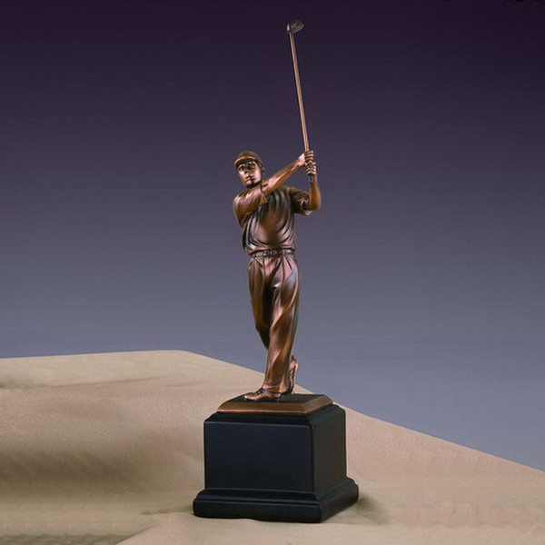 Traditional Golfer Sculpture Posed with Golf Swing and Club Figurine